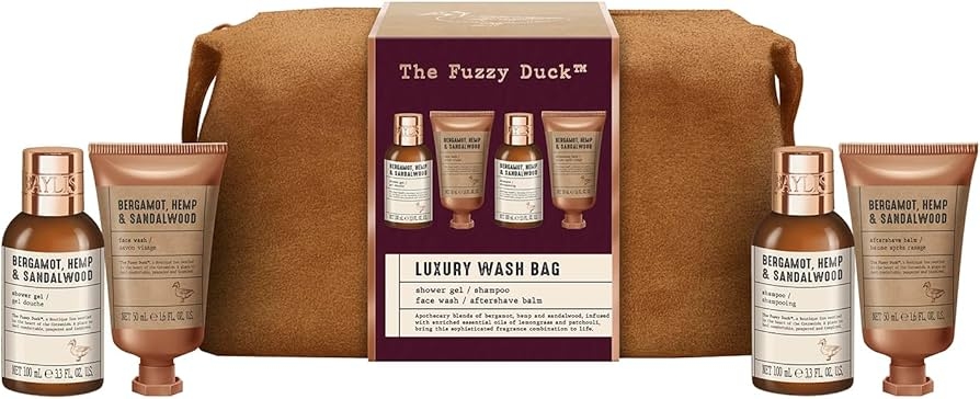 The Fuzzy Duck Bergamot, Hemp & Sandalwood Men's Luxury Wash Bag Gift Set