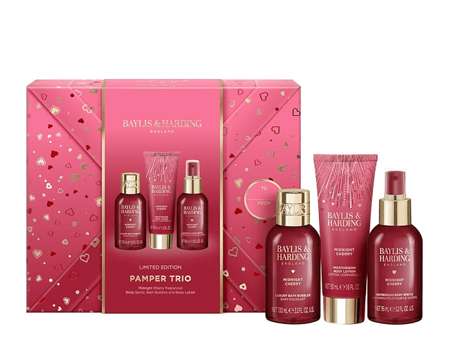 Set Midnight Cherry Gift Wrapped Pamper Trio